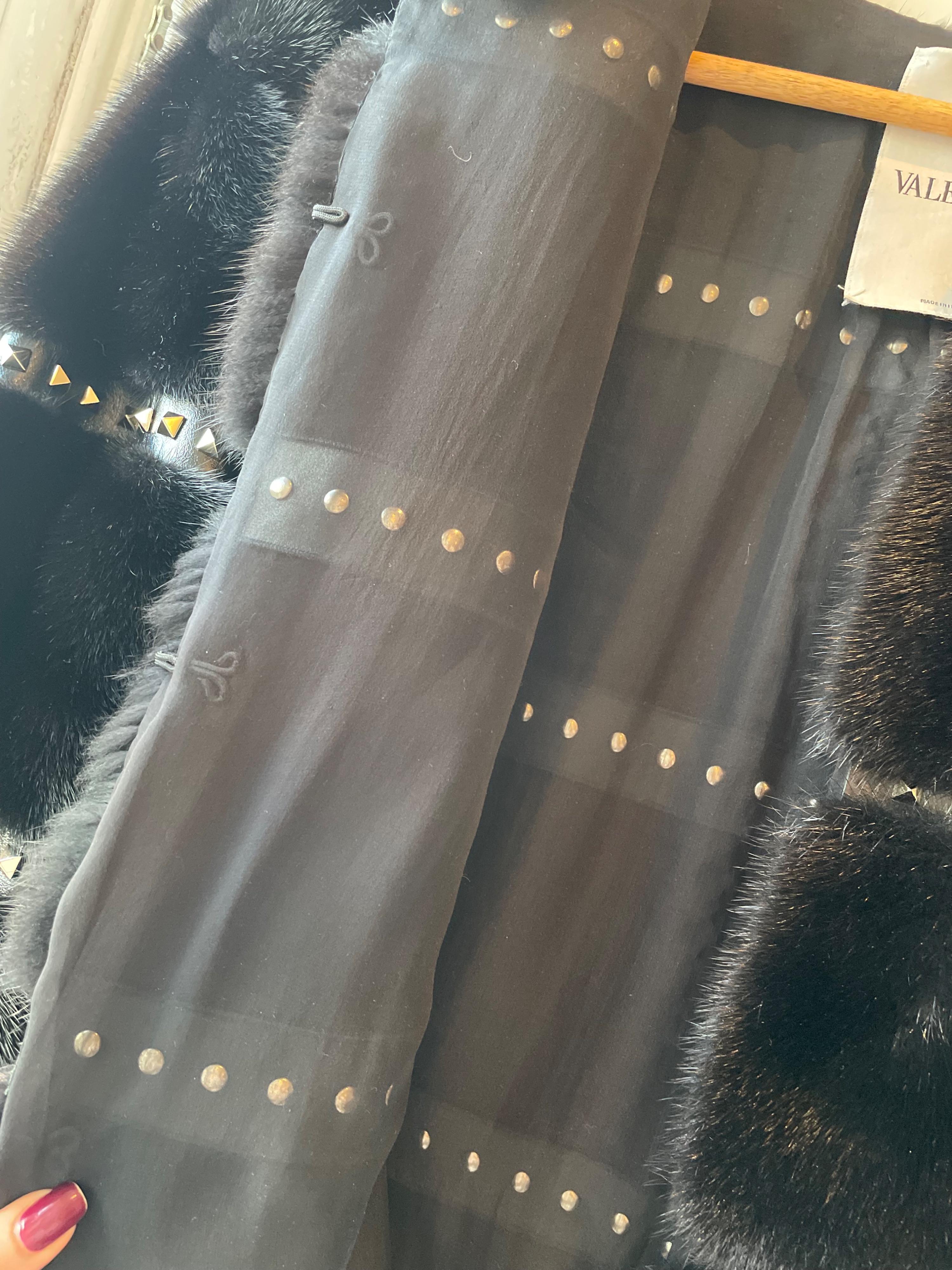 Valentino Black Crystal Embelleshed Mink Jacket