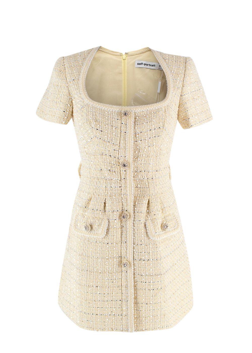 Self Portrait Yellow Boucle Mini Dress