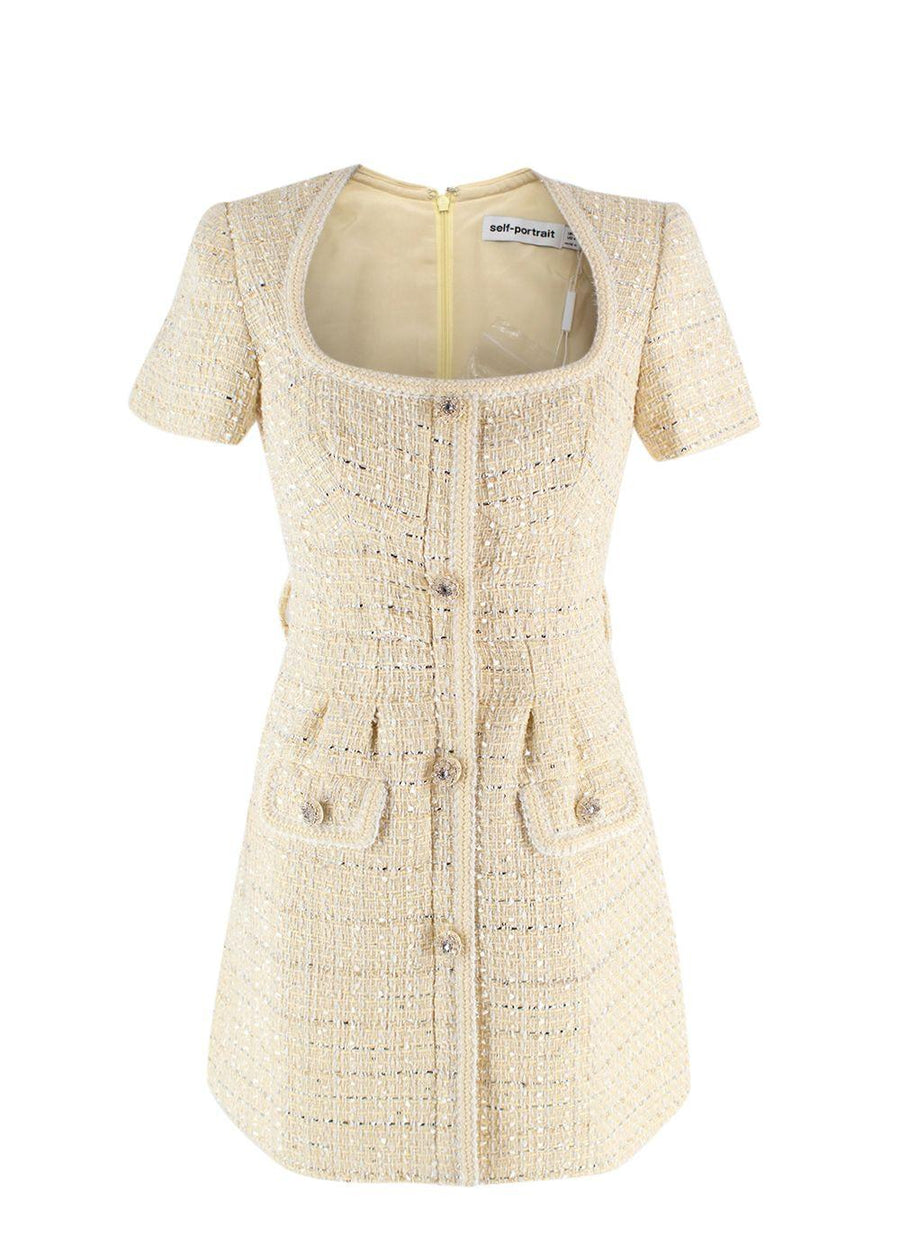 Self Portrait Yellow Boucle Mini Dress