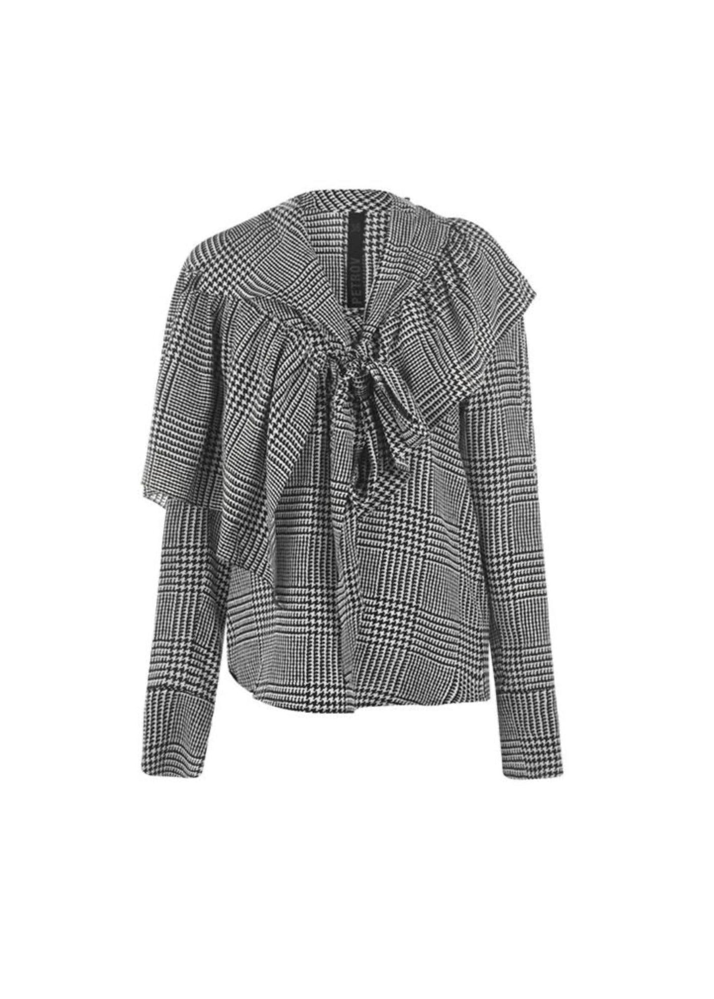 Prince of Wales Check Draped Blouse