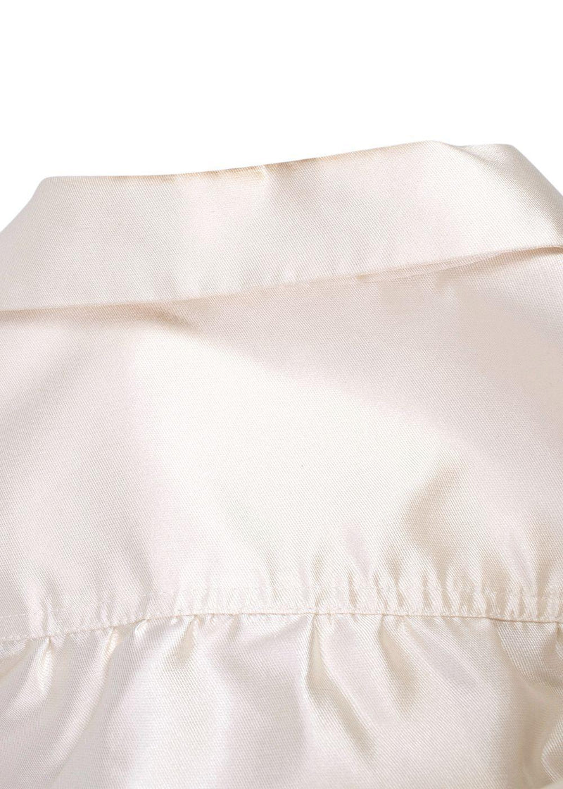 Stewart Parvin Cream Satin Crystal Detail Button Shirt