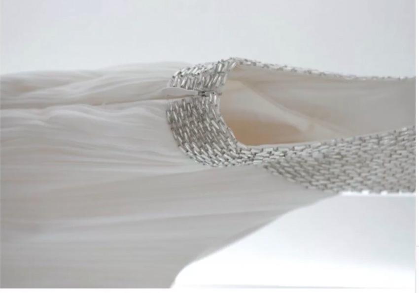 Catherine Deane White Tulle Pleated Wedding Gown