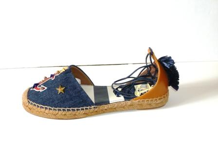 Dolce & Gabbana Anchor Embroidered fringed leather espadrilles