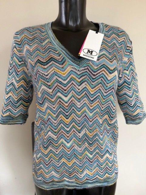 M Missoni Blue ZigZag Top