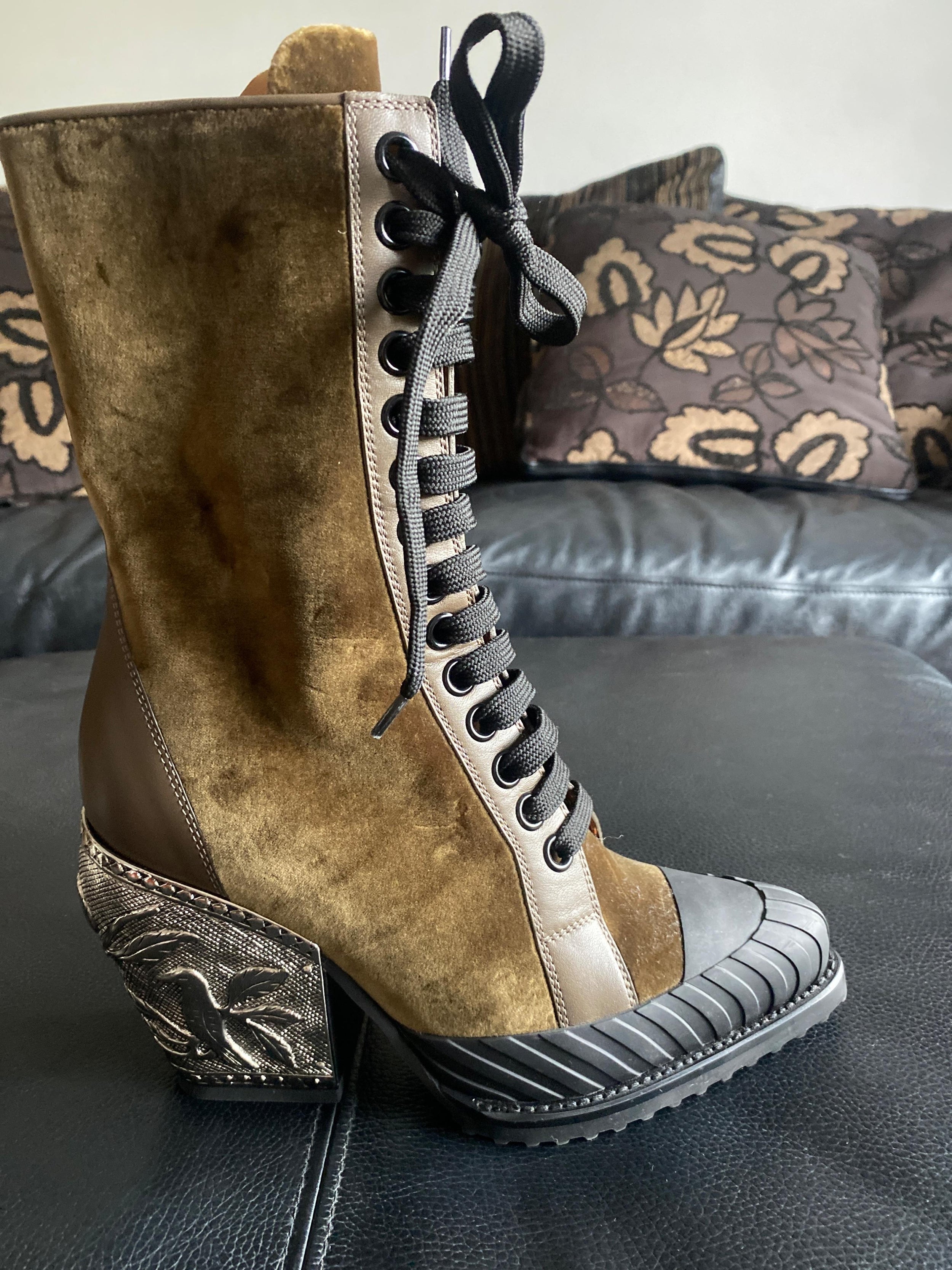 Rylee Embellished Heel Velvet Ankle Boots