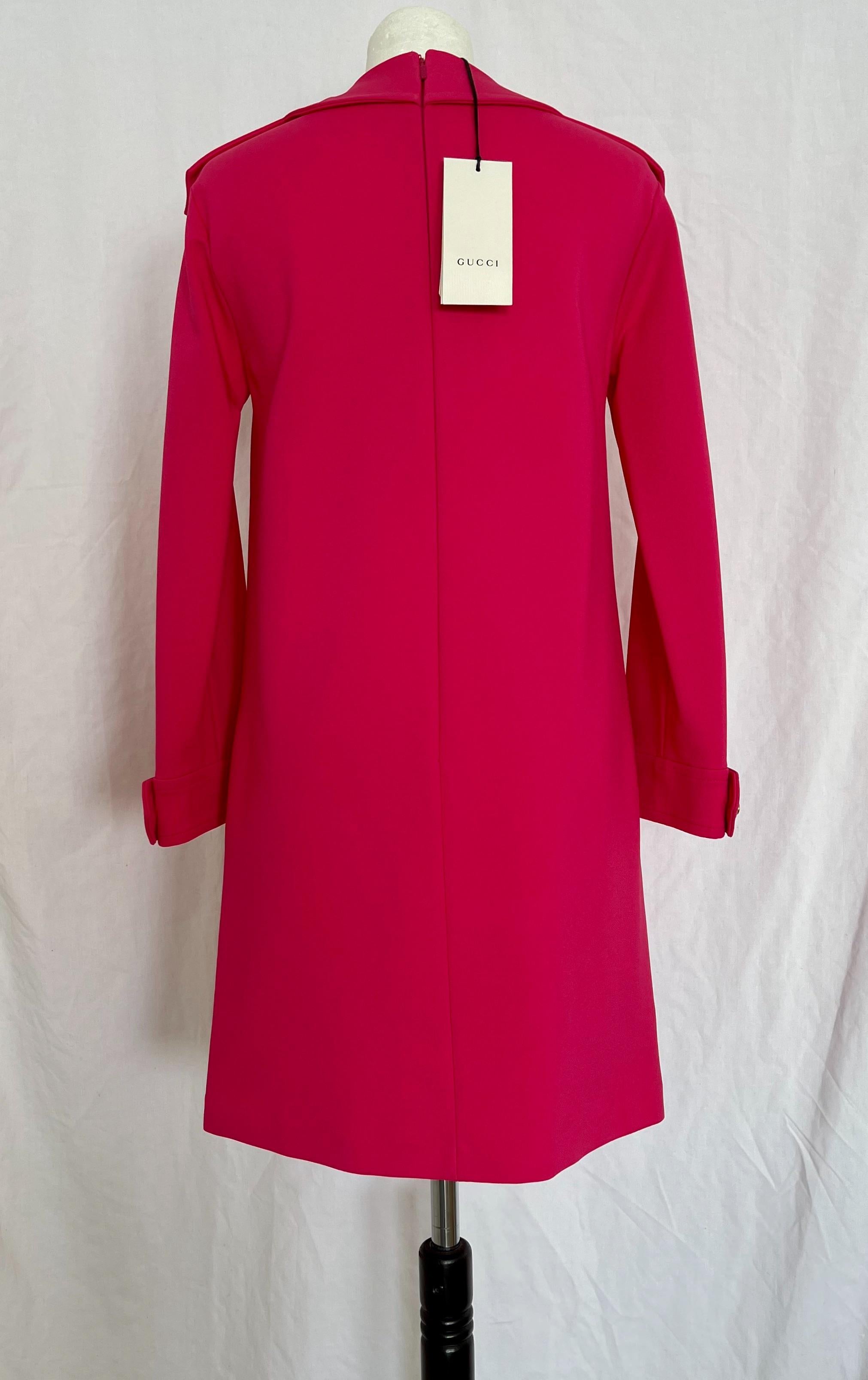 Hot pink stretch-knit tunic shift dress