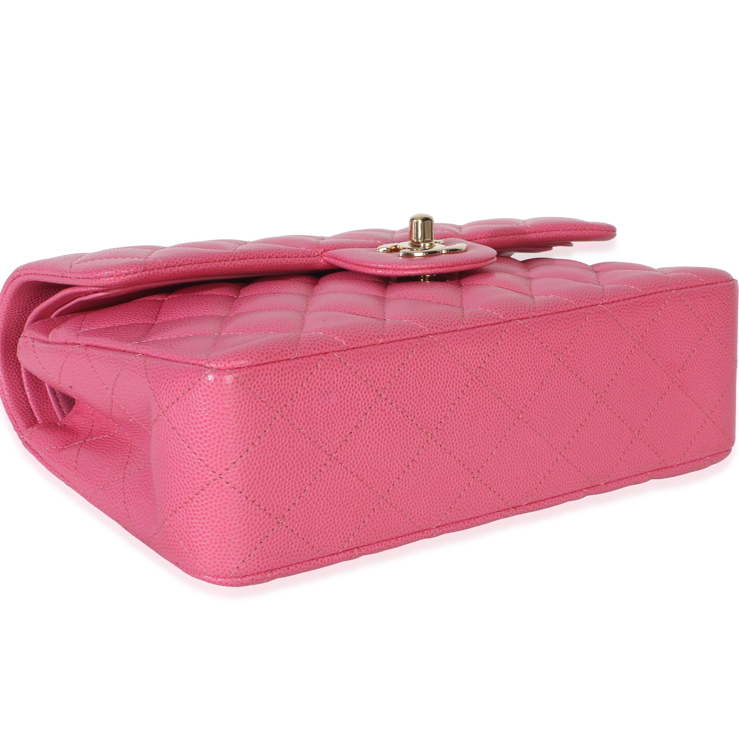 Chanel  Pink Quilted Caviar Small Classic Double Flap Handbag