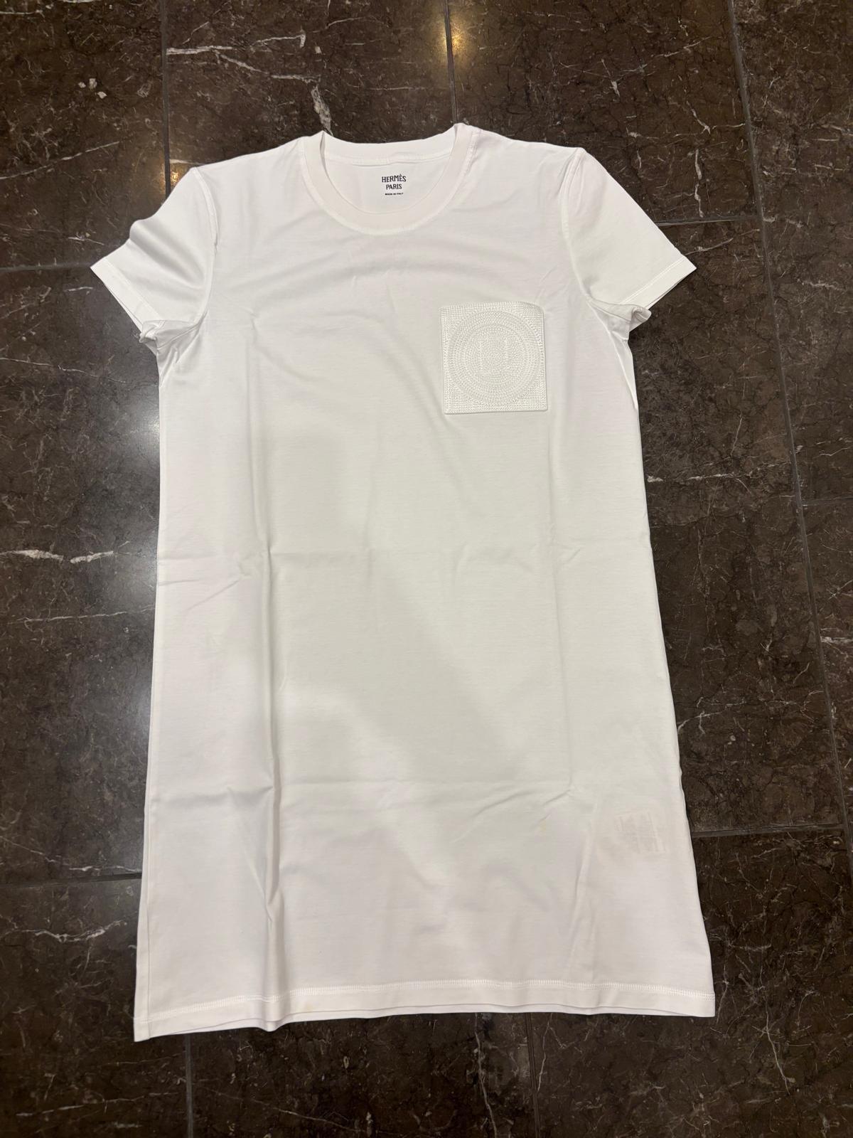 Hermes White Cotton T-Shirt Dress
