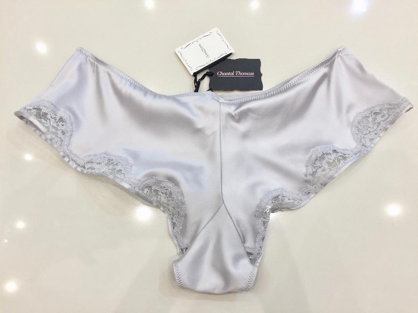 Chantal Thomass Cloud Grey Silk Balconette Bra & French Short Set