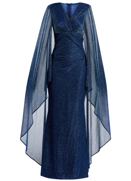 Talbot Runhof Knot-Detail Cape Maxi Dress