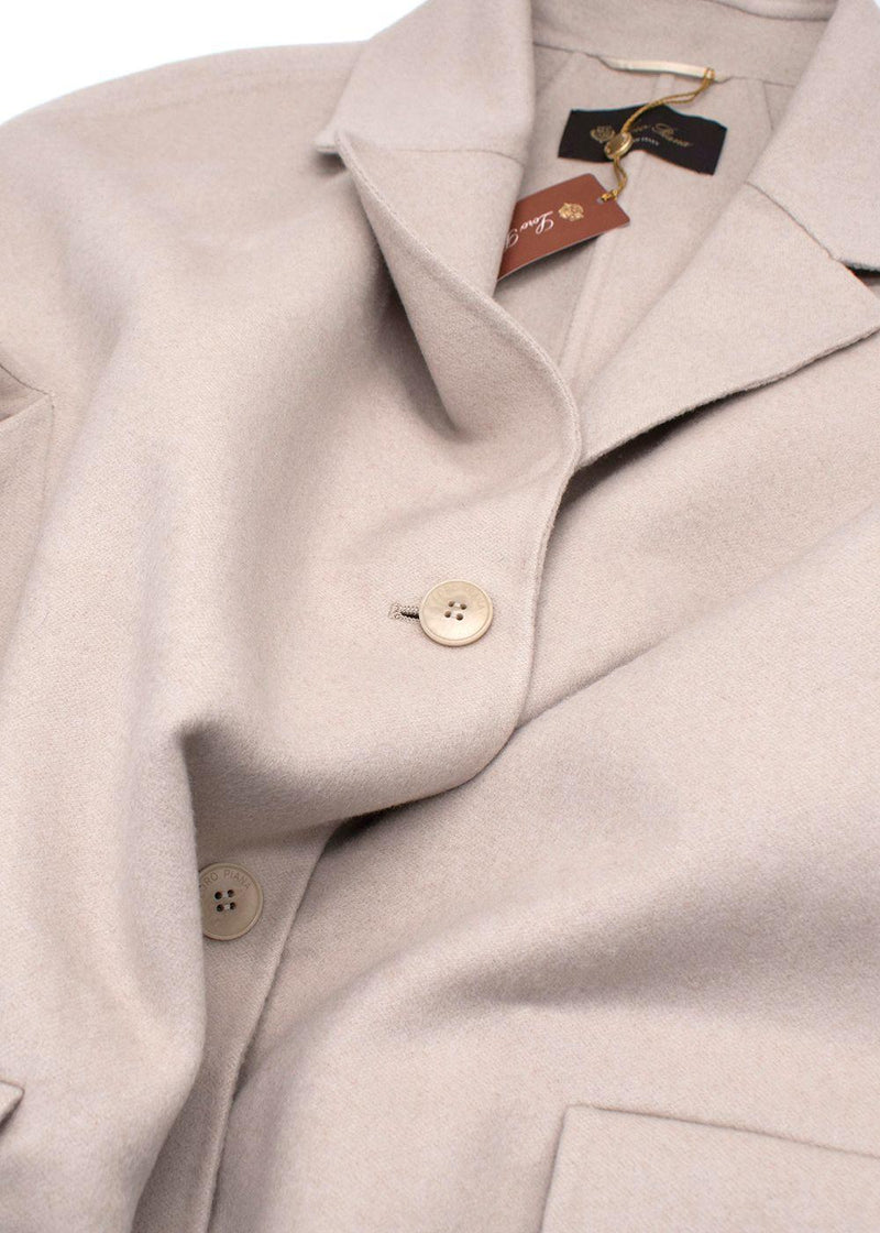 Loro Piana Grey Single Breasted Cashmere Coat
