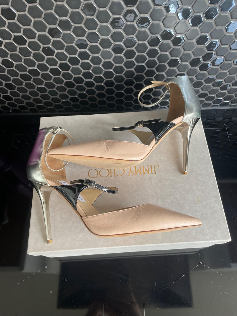 Jimmy Choo Tri ColourAnkle Strap Pumps