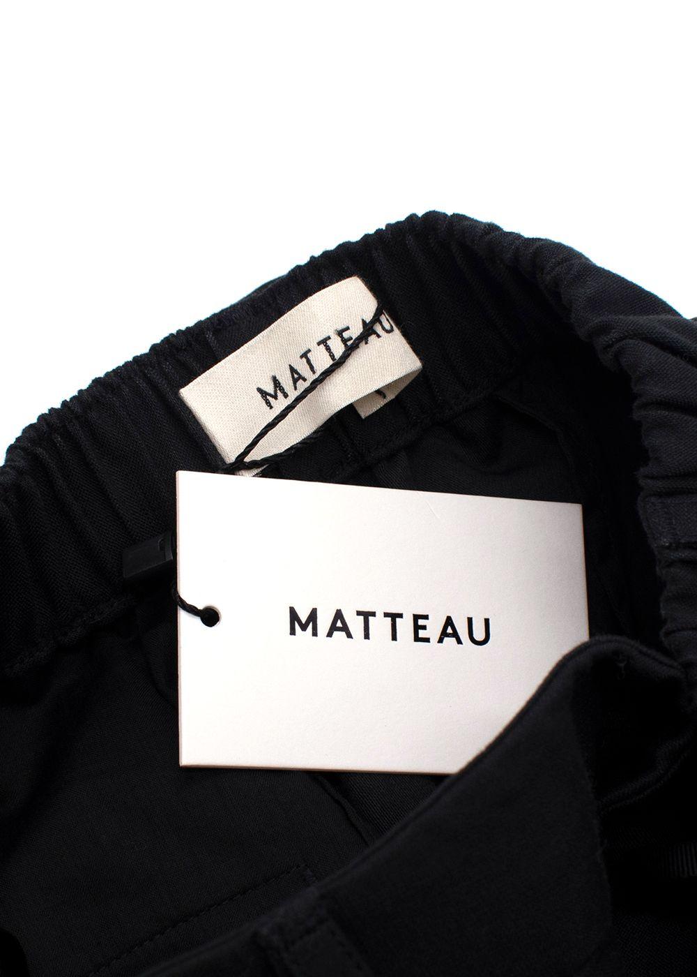 Matteau Black Cropped Wide Leg Linen Trousers
