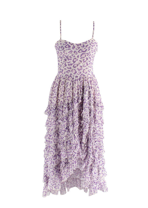 Rococo Sand Purple Leopard Print Avana Midi Dress