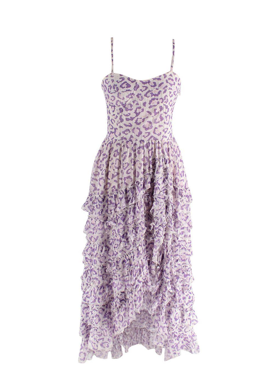 Rococo Sand Purple Leopard Print Avana Midi Dress