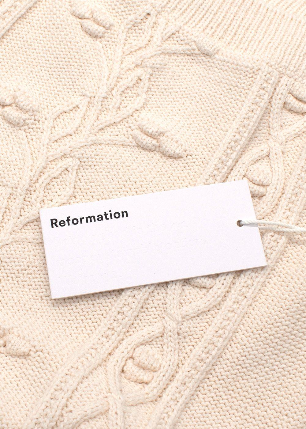 Reformation Cream Cento Cable-Knit Organic cotton Mini Dress