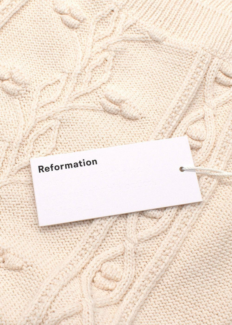 Reformation Cream Cento Cable-Knit Organic cotton Mini Dress