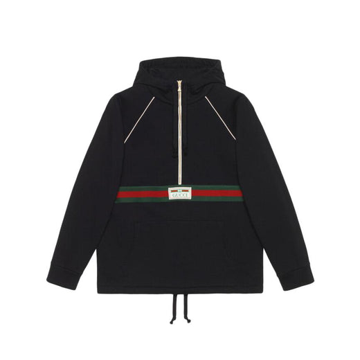 Gucci Black half-zip coated cotton jacket