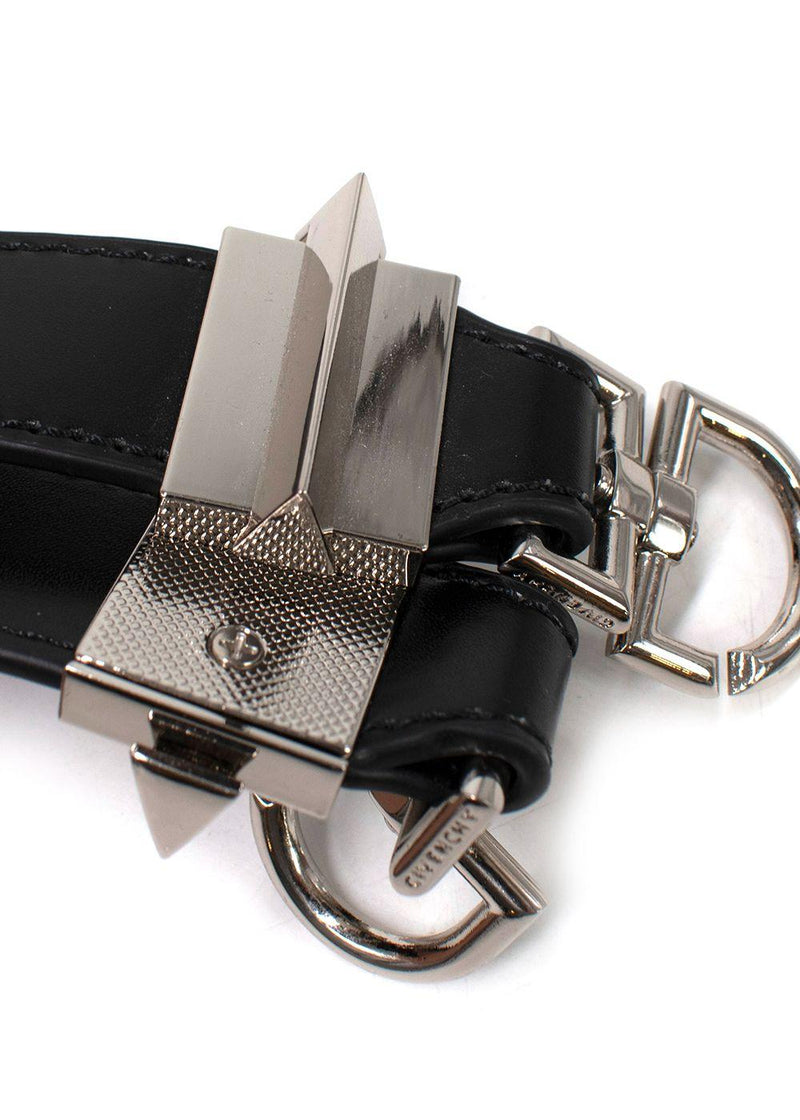 Givenchy Black Faux Fur and Leather Logo Bag Strap