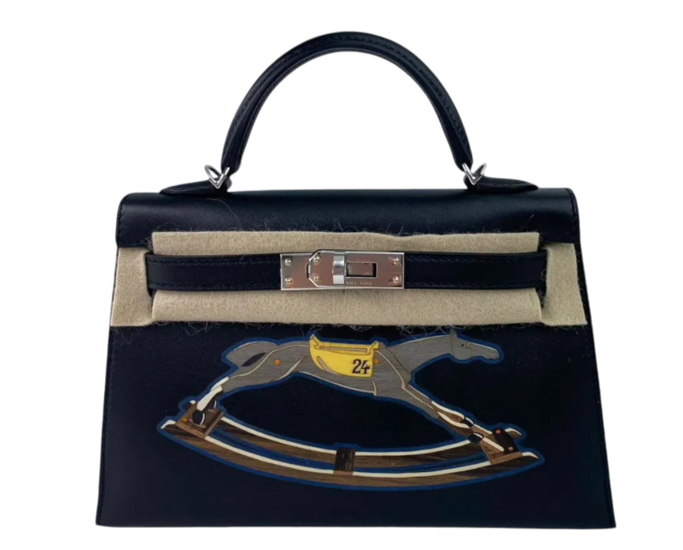 20 cm Sellier Veau Tadelakt Noir Kelly With Palladium Hardware