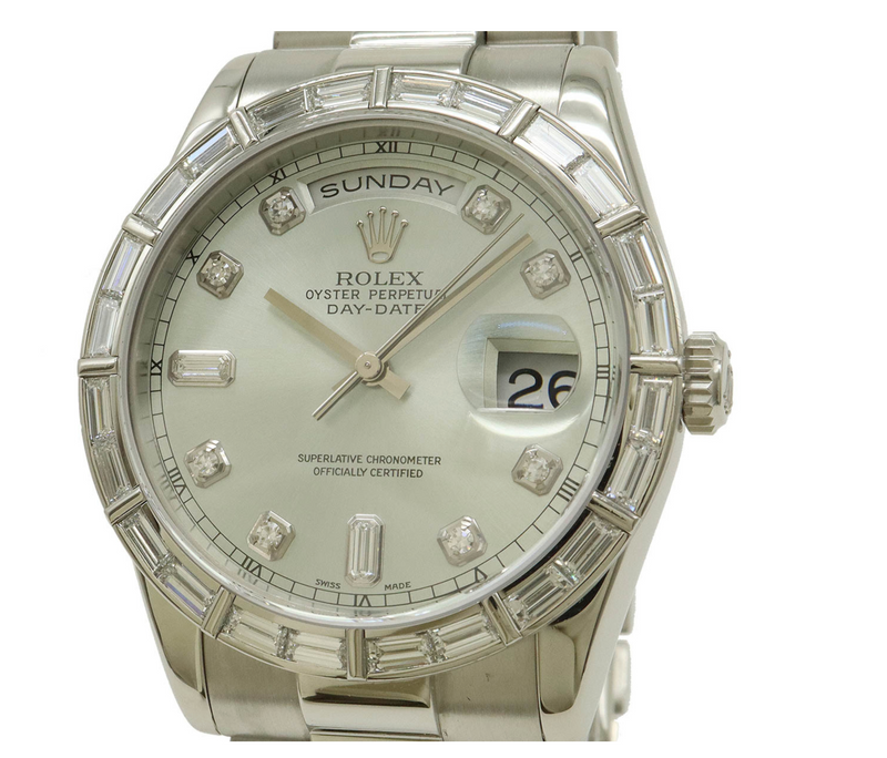 Rolex Day-Date Silver Watch 36mm