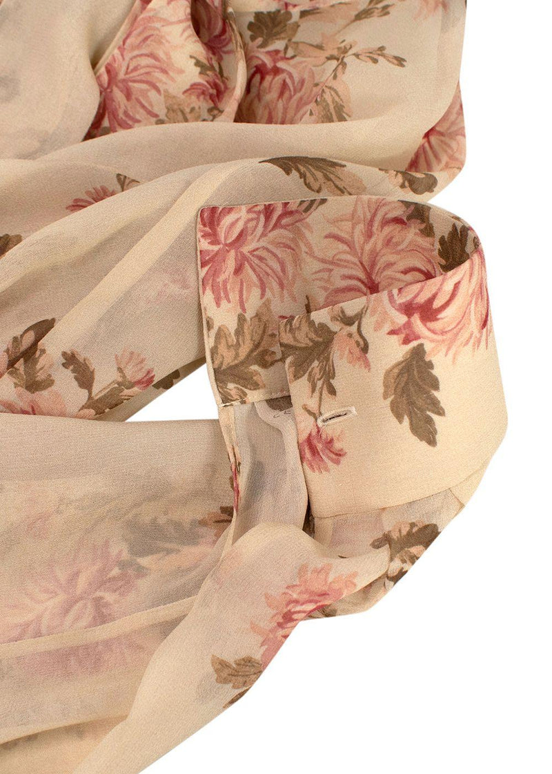 Celine Floral Print Sheer Silk Blouse