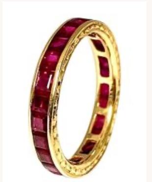 14ct Yellow Gold Ruby Eternity Ring - Size M 1/2