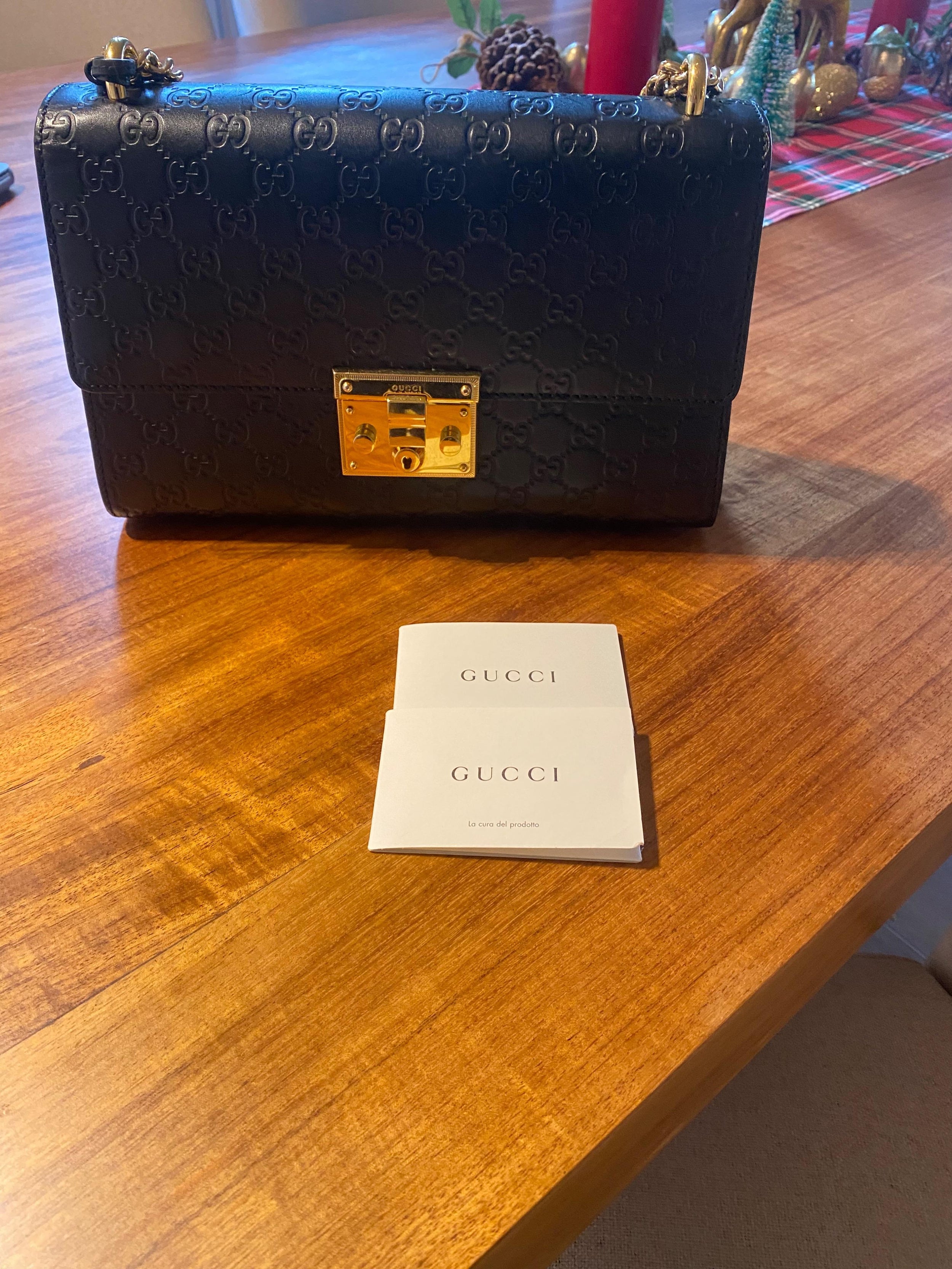 Black Guccissima Medium Padlock Shoulder Bag