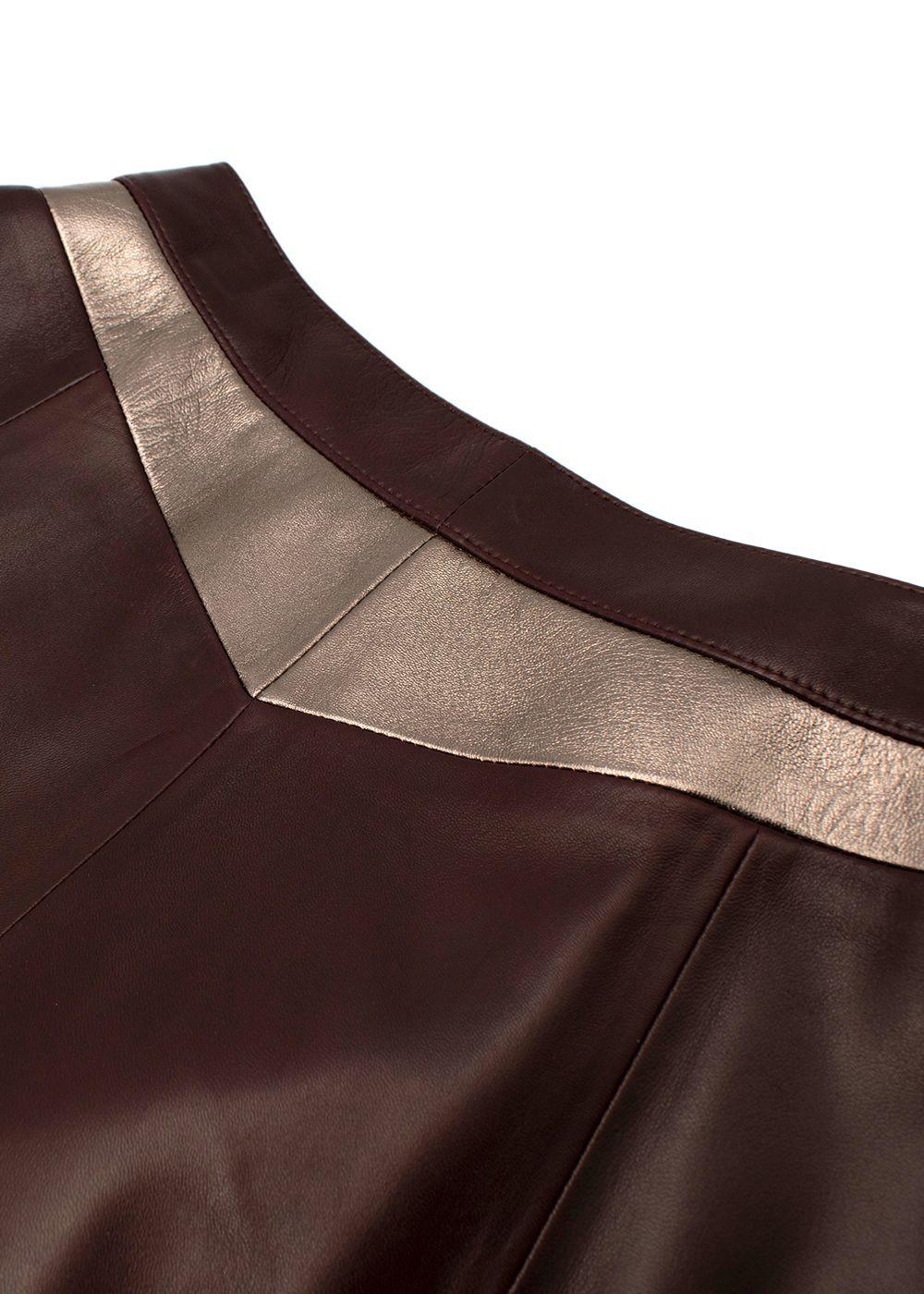 Alice Balas Burgundy Leather Button-Down A-Line Skirt