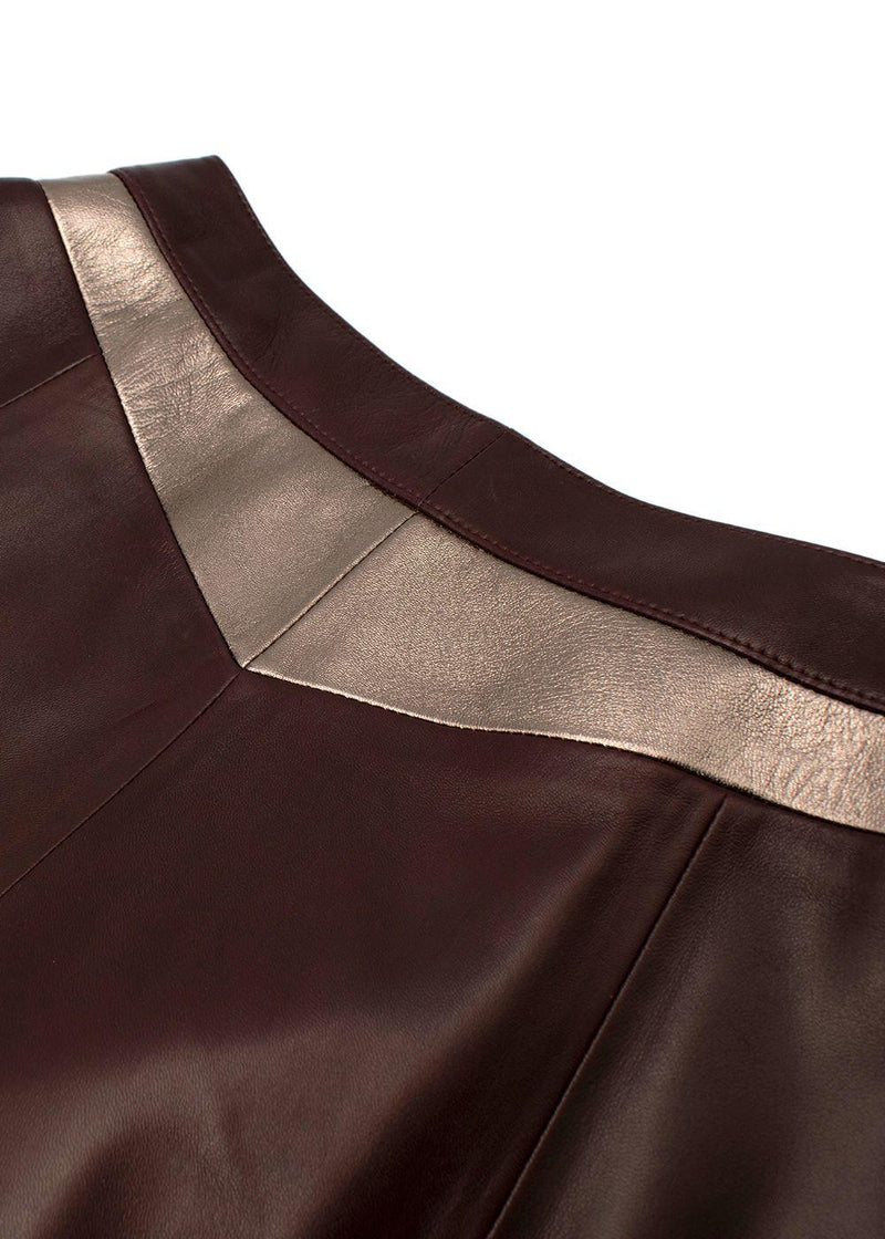 Alice Balas Burgundy Leather Button-Down A-Line Skirt