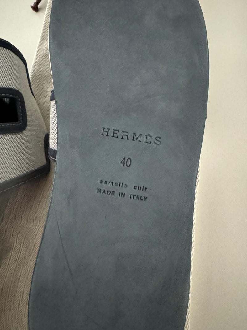 Hermes Suede And Canvas Izmir Sandal