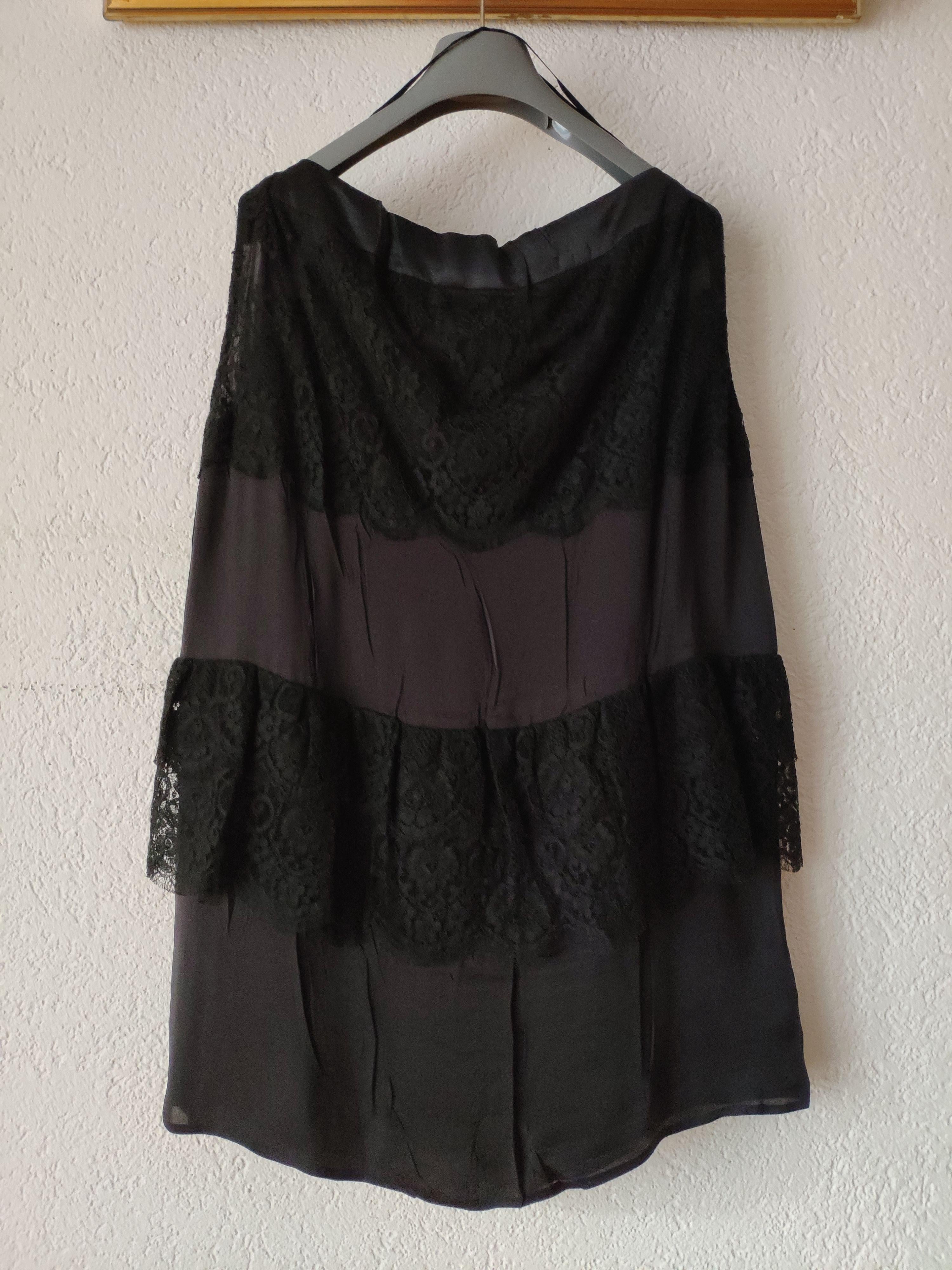 Black satin & lace sleeveless top