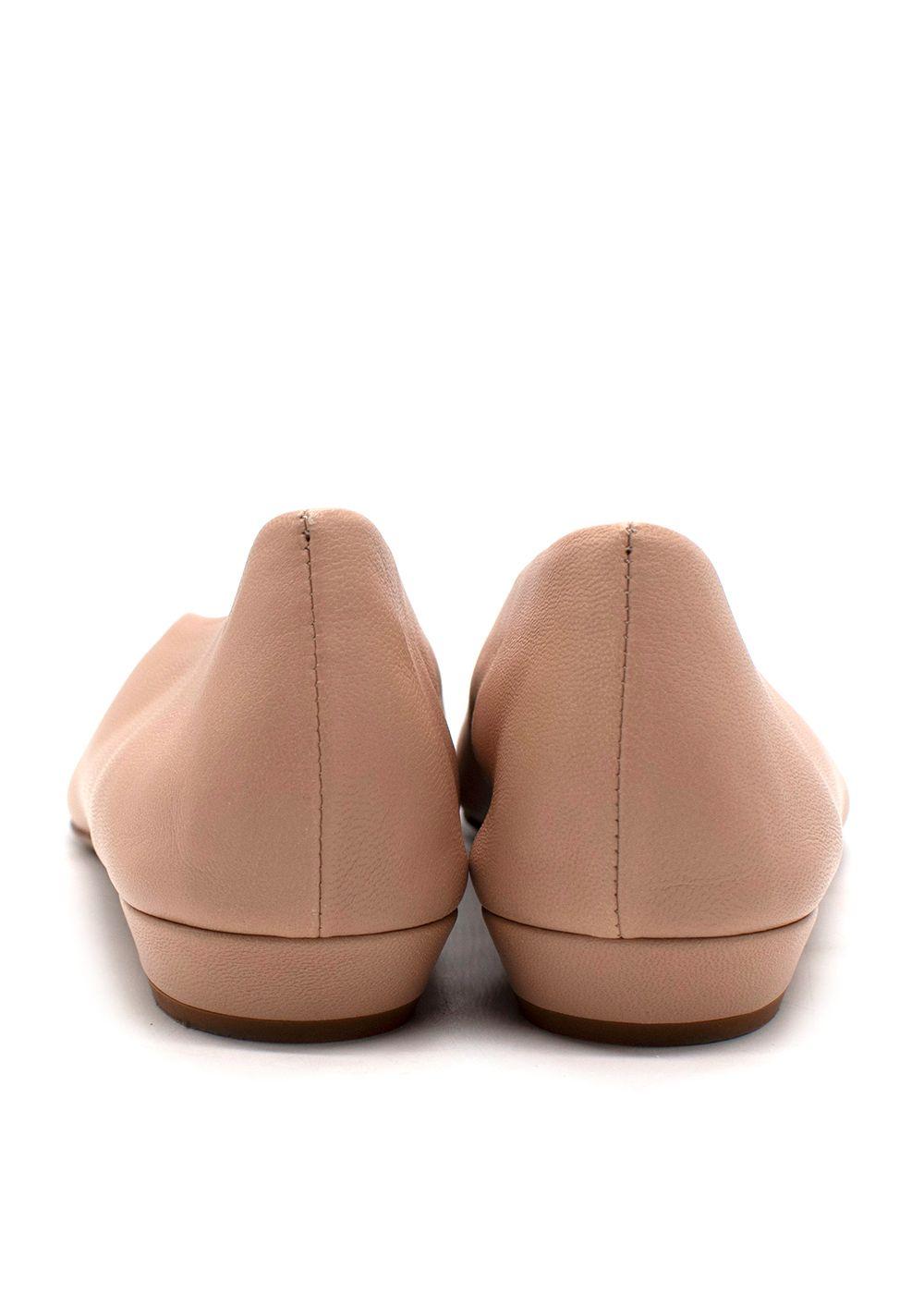 Bottega Veneta Nude Leather Almond Flat Pumps