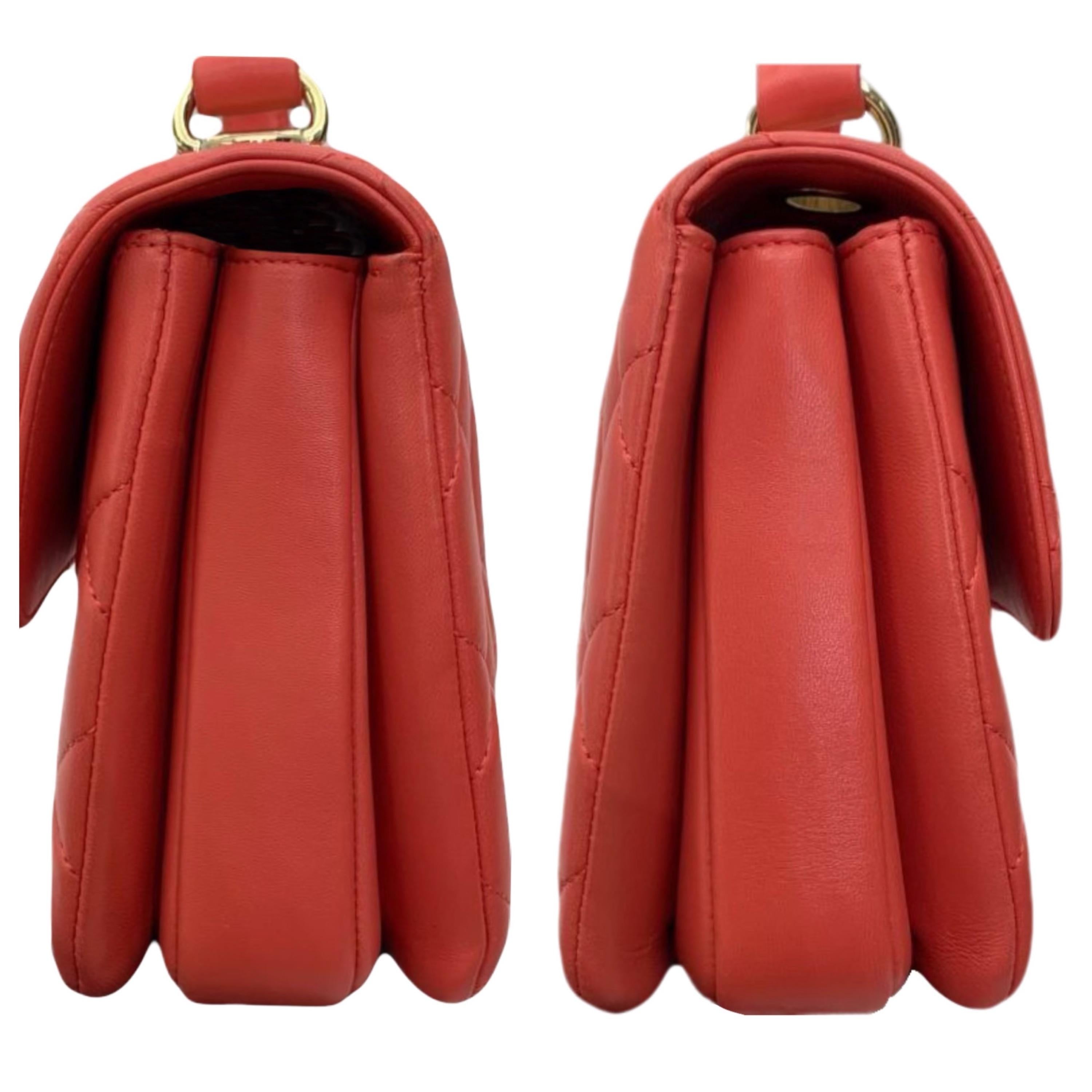 Small Orange Lambskin Trendy CC Flap Bag