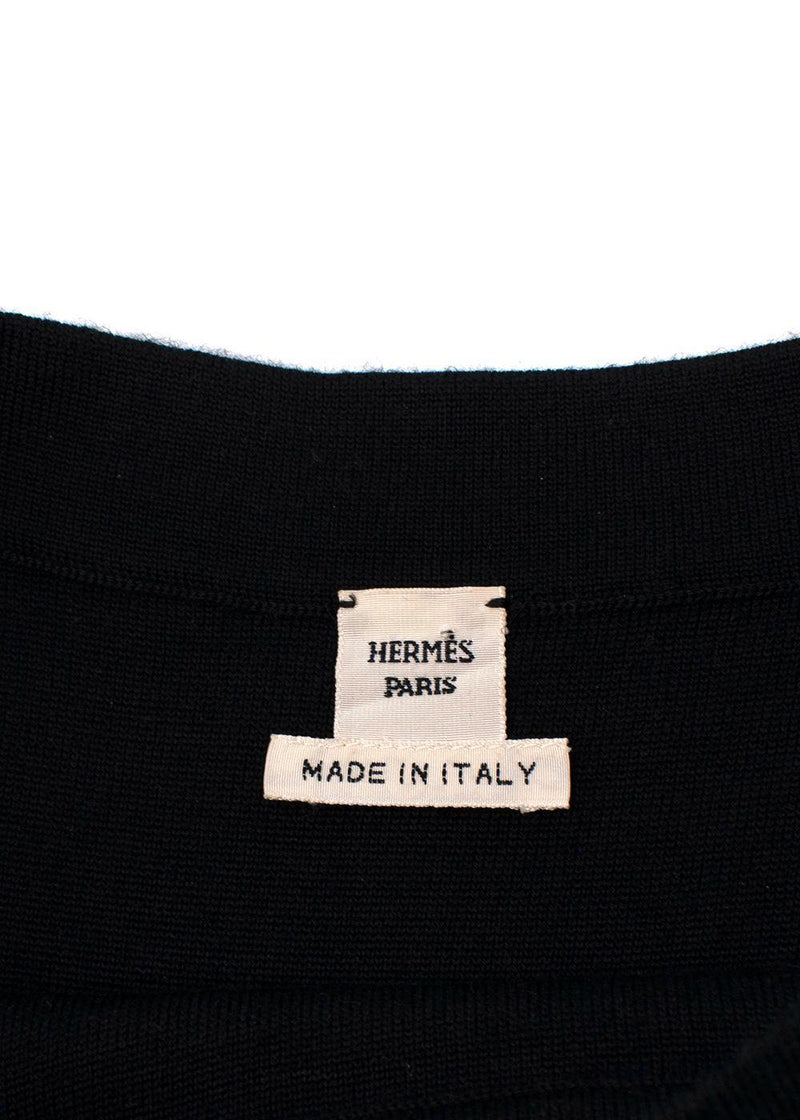 Hermes Black Cashmere Knit Pleated Dress