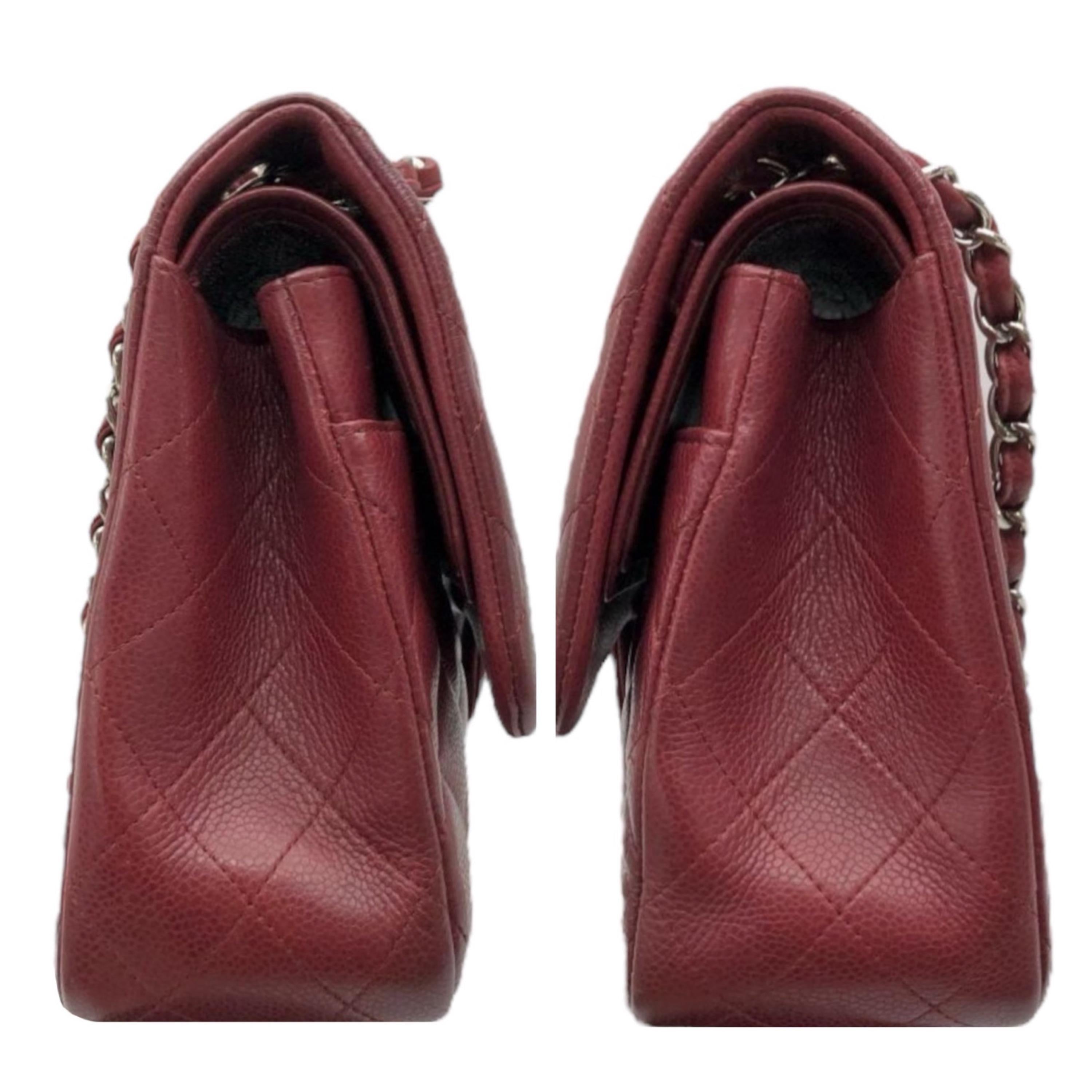 Chanel Burgundy Caviar Leather Jumbo Double Flap Bag