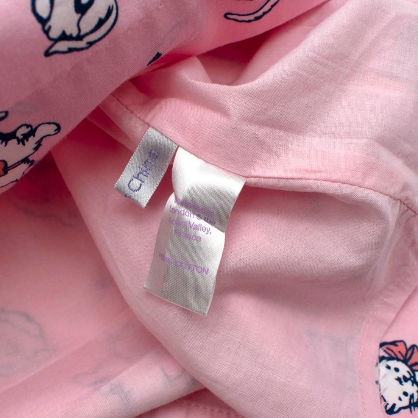 Rachel Riley Pink Cat Pattern Dress and Shorts Two Piece