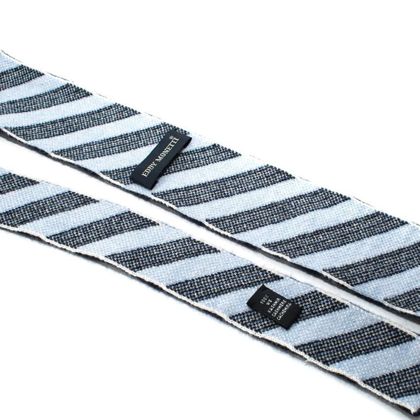 Eddy Monetti Blue Striped Cashmere Tie