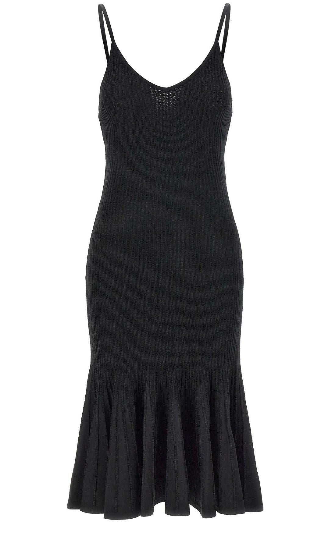 Khaite Black Ribbed Queen Midi Dress