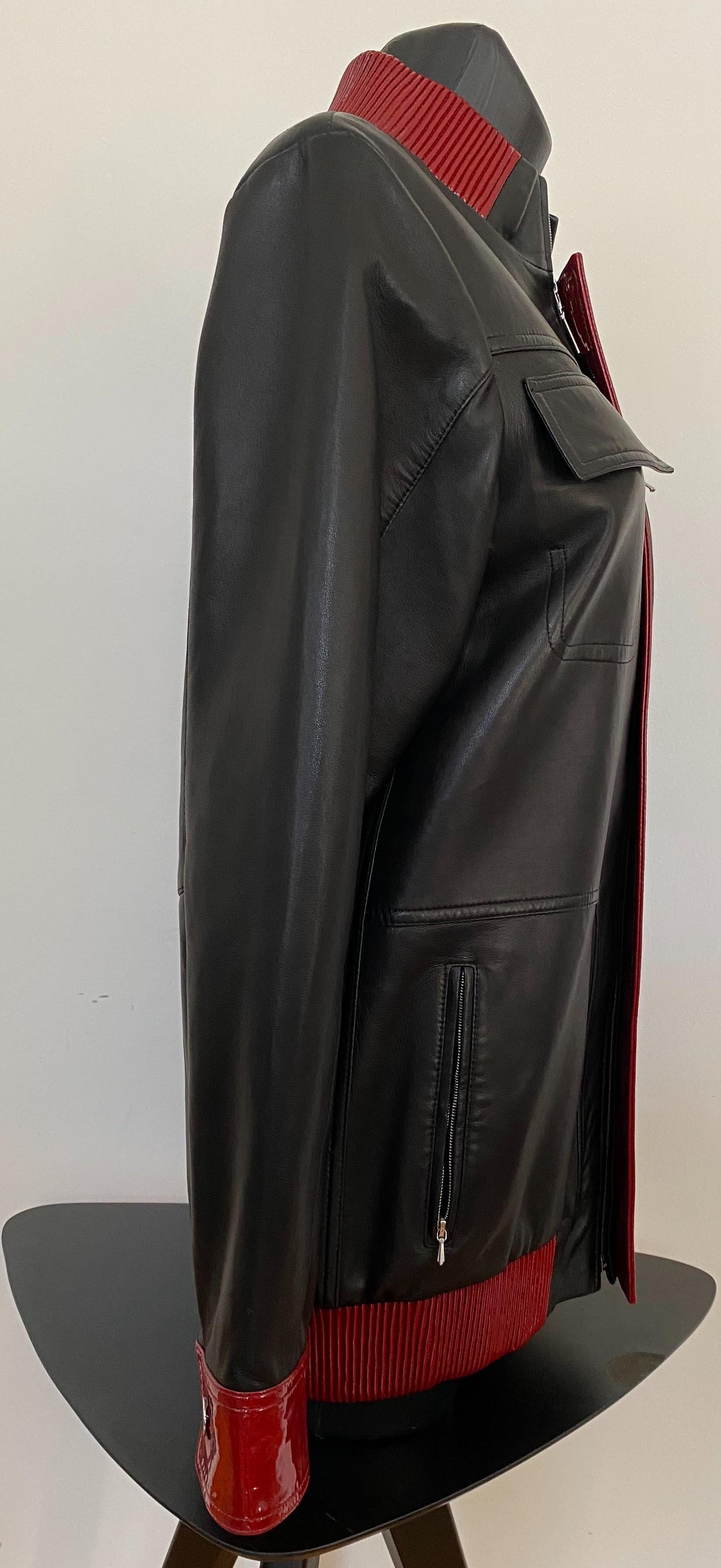 Leather Teddy Jacket With Contrast Trim