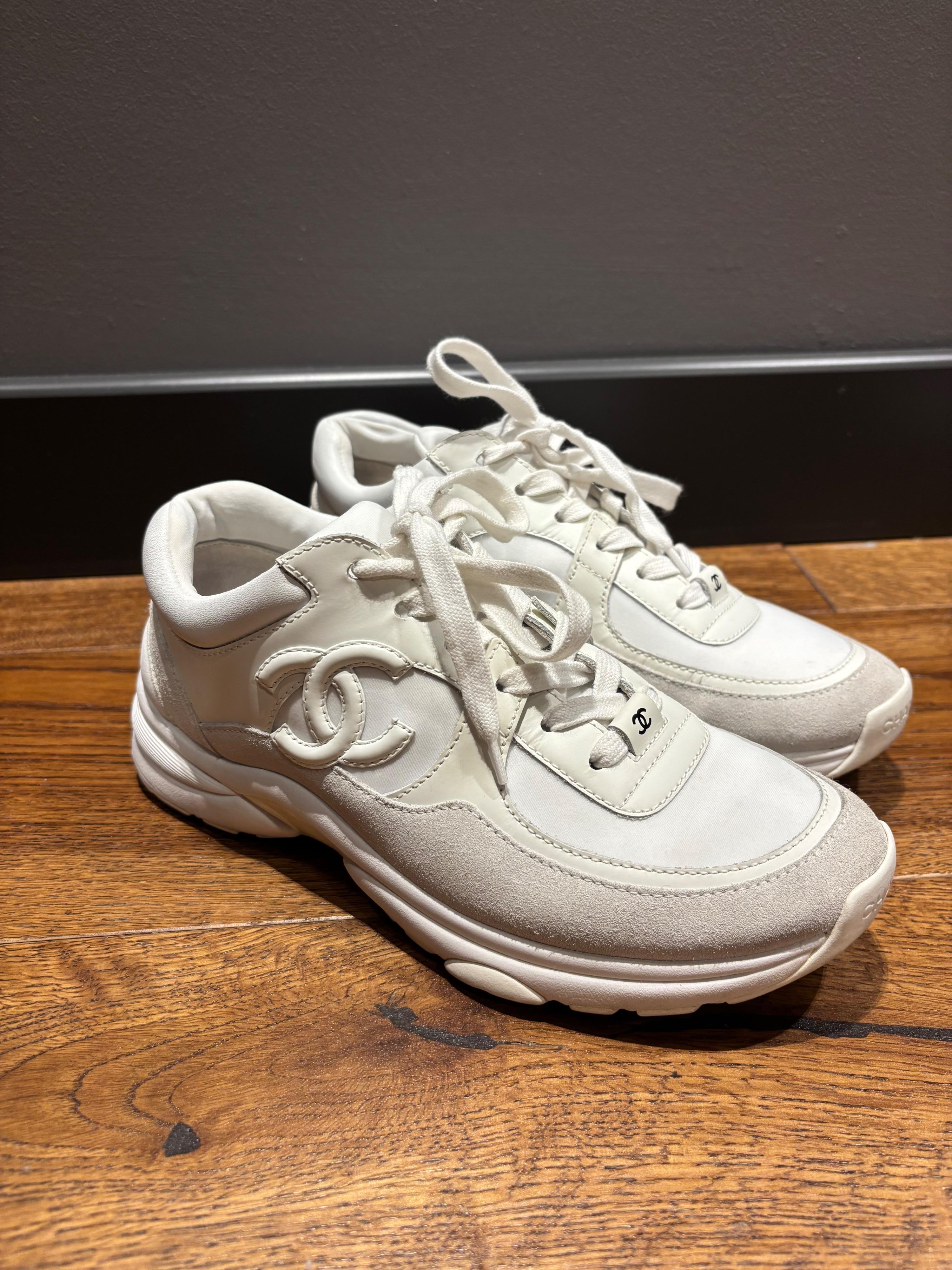 Chanel White CC Trainers