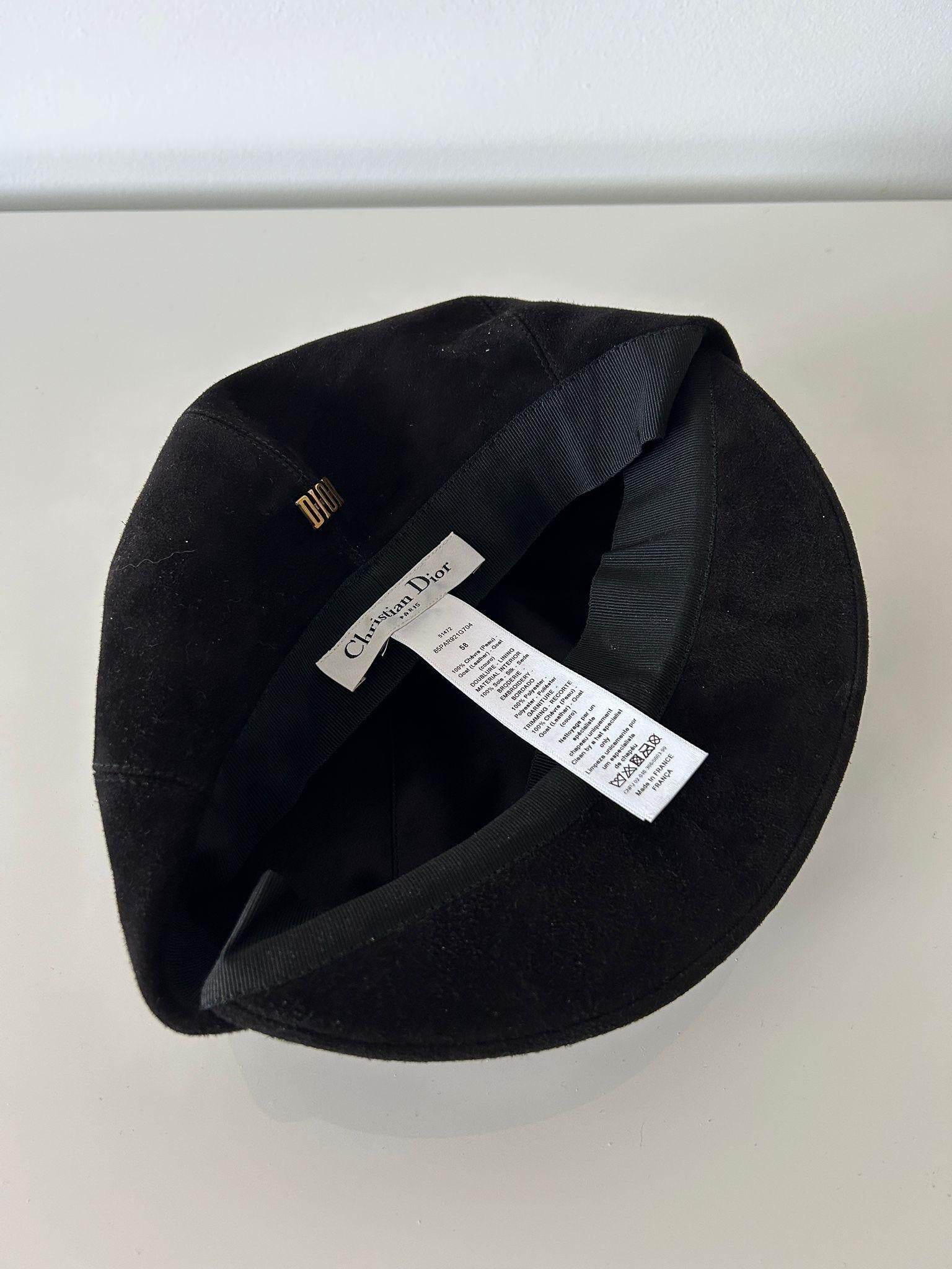 Dior Black Goatskin Suede Cap