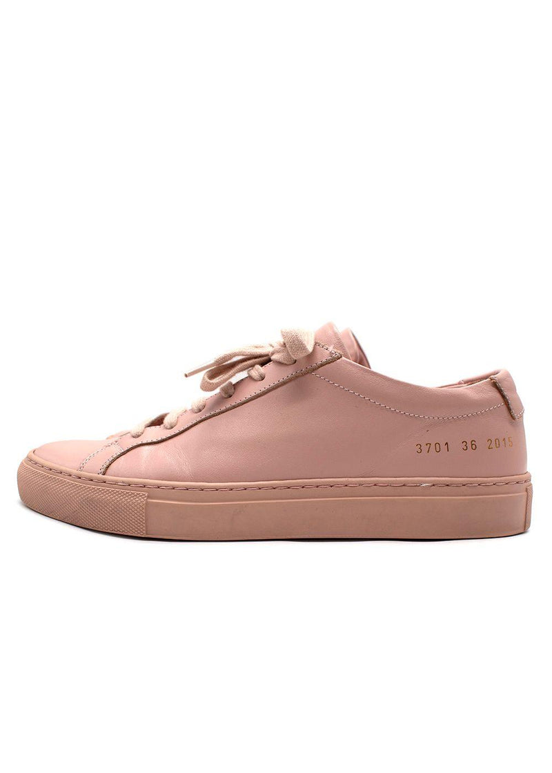 Common Project Pink Leather Low Top Trainers