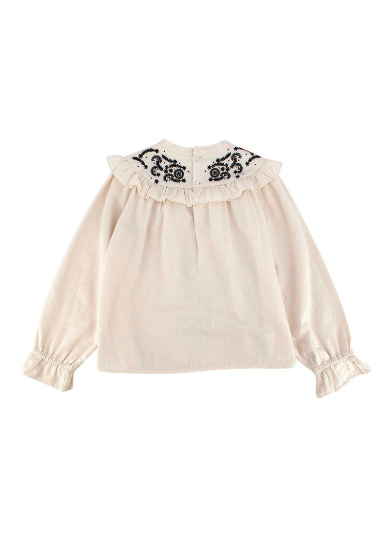 Bonpoint Kids 10Y Cream Embroidered Blouse