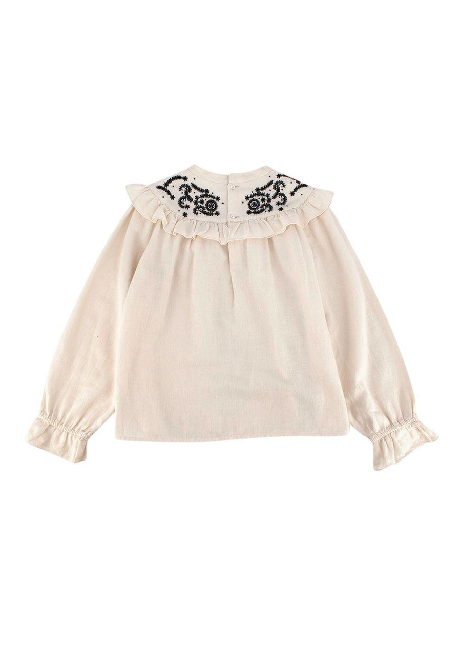Bonpoint Kids 10Y Cream Embroidered Blouse