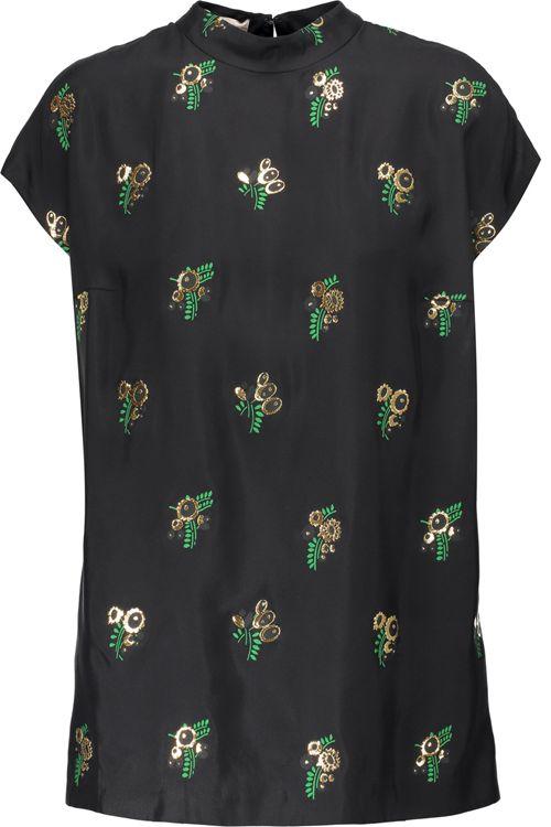 Stella Mccartney Portia Metallic Embroidered Crepe Top