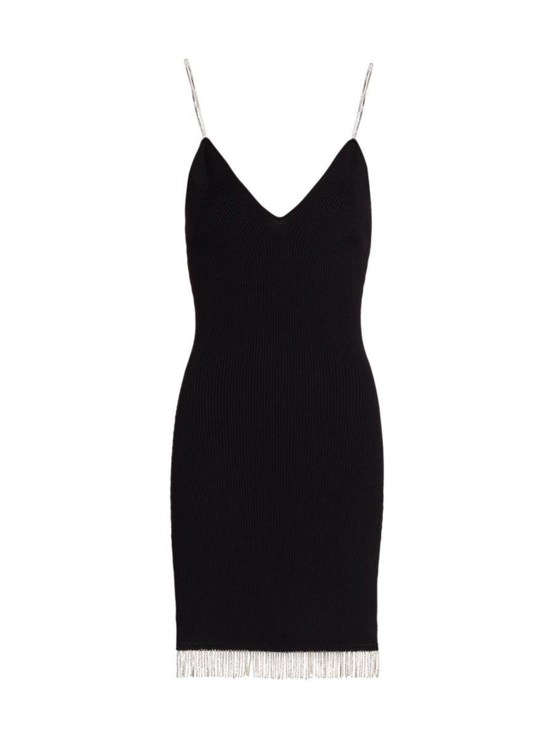 Bella Crystal Tassel Black Bodycon Dress