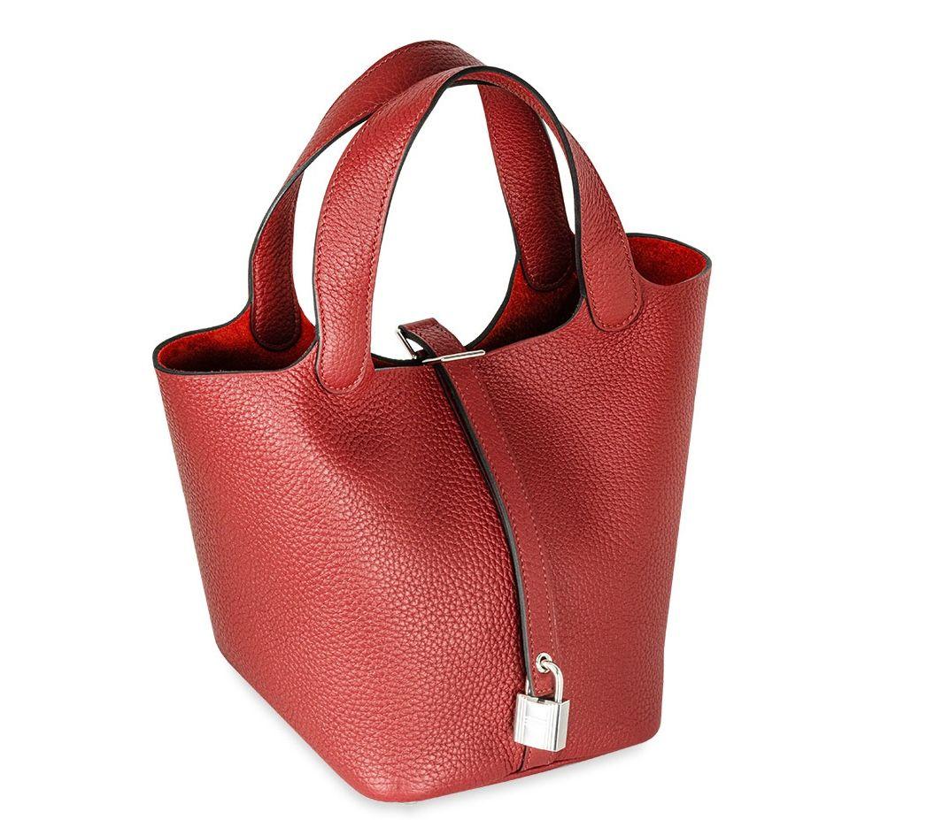 Hermes Picotin 18 in Rouge Grenat Clemence Leather with Palladium Hardware