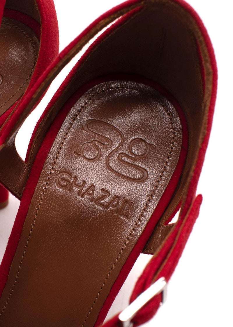 Ghazal Red Suede Jackie 100 Heels