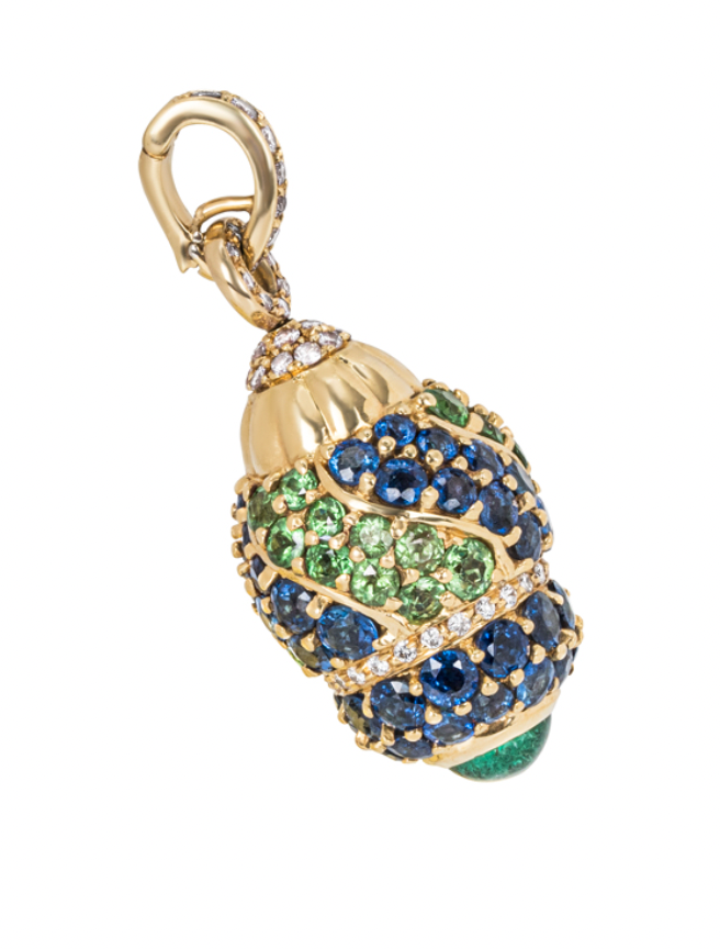 18ct Yellow Gold Diamond & Sapphire Pendant